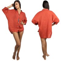 Opus Oversize Beach Dress - Brick