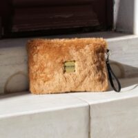 Plush Luxe Clutch Bag - Latte